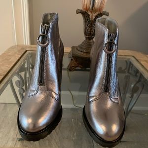 Silver zip top boots